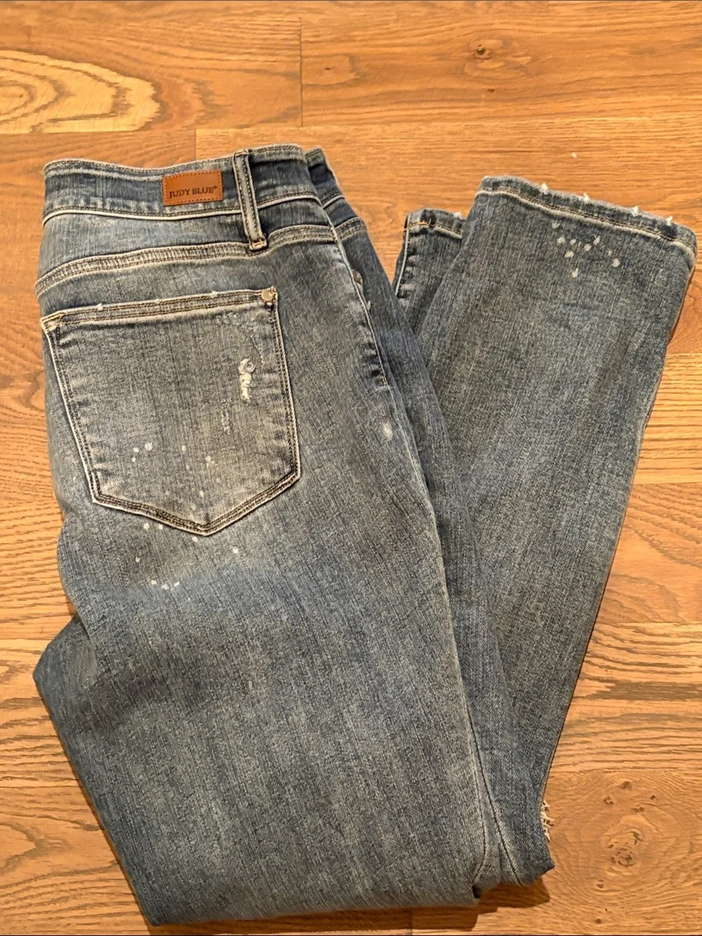 Judy Blue Distressed Ripped Blue Boyfriend Jeans